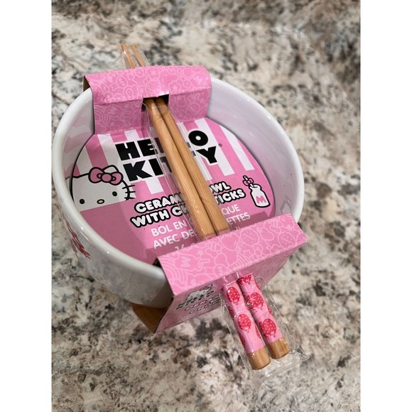 Hello Kitty Sanrio Ceramic Ramen Noodle Bowl with Chopstick  NWT - Picture 5 of 5